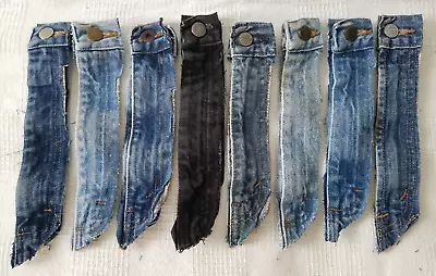 Lot Of 8 Upcycled Denim Metal Zippers With Button Closures For Crafts Or Sewing • $9.95