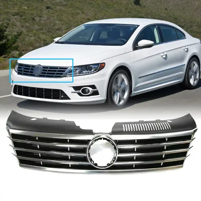 Fit 2013-2017 VW Volkswagen CC Front Upper Black Grille Grill Molding W/Chrome • $99.99