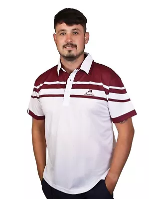 Henselite Men's Lawn Bowling Style22  Polo Shirt - White Marron • £36.99