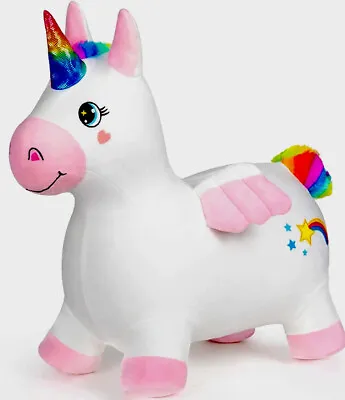 Bouncy Unicorn Horse Plush Toddlers Bouncing Horse Hopper Ride On IPlay ILearn • $29.90