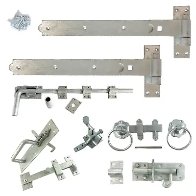 Hook And Band Cranked Hinge Gate Kit Set Galvanised Heavy Duty Garden Shed Door • £4.99