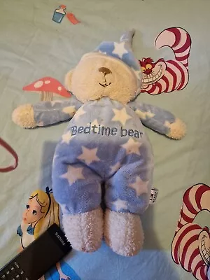 Mothercare Blue White Stars Bedtime Bear Soft Plush Comfort Toy • £12.50