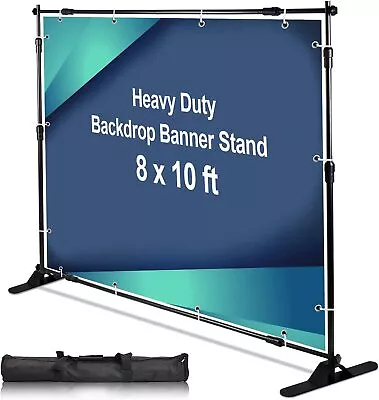 Adjustable 10x8Ft Retractable Banner Stand Step And Repeat Stand Backdrop Banner • $52.80