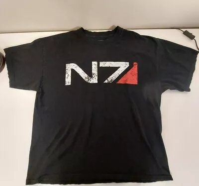 Mass Effect 3 N7 Video Game Logo Official Promo Black T-Shirt Size XXL Gamestop • $14.95