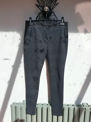 Womens Grey Chequered Pants Trousers Size M  • £7