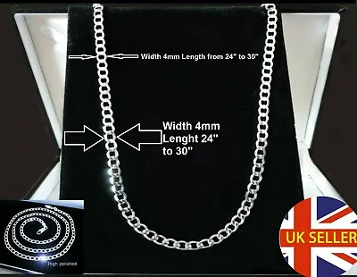 Mens 925 Sterling Silver Filled Plated Long Curb Chain Necklace 24  26  28  30   • £6.99