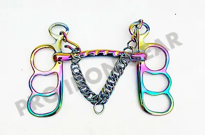 Rainbow Color Butterfly Bit Pelham Fancy Bit Mullen Mouth Horse Bit  • $44.99