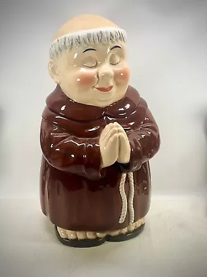 Cookie Jar Vintage Peaceful Monk Friar Happy Face 12” Spiritual Religious Funny • $45