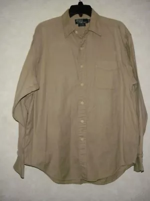 Polo By Ralph Lauren Shirt Men L Glover Cotton Tan Long Sleeve Button Up • $15