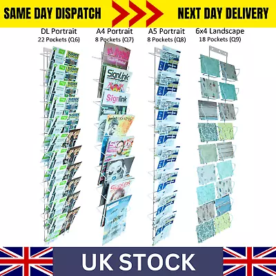 4pcs A4 A5 DL & Postcard Wall Panel Rack Displays Cards Leaflets Brochures (Q+) • £71.96