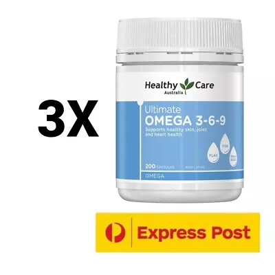 3 X Healthy Care Ultimate Omega 3-6-9 200 Capsules (EXP 04/2026) • $85.95