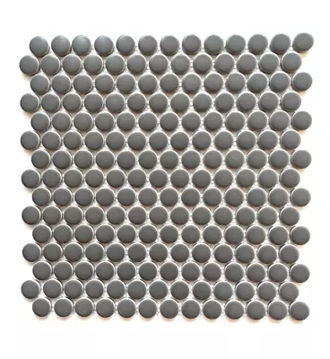 Penny Round 3/4  Silver Matte Porcelain Mosaic Wall Floor Tile Backsplash • $11.99