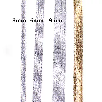 5M Glitter Elastic Band Flat Stretchy Cord Ribbon Sewing Craft DIY 3mm/6mm/9mm • $11.56