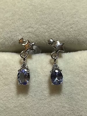 925 Sterling Silver Natural Tanzanite Star Stud Earrings • $22.99