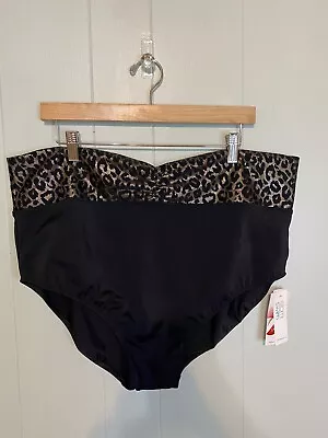 ELOMI Black Leopard Print Bikini Swim Bottom US 20 NWT Wild Thing Eliminate Swim • $29.99