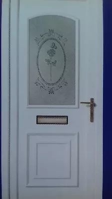 UPVC T Rose Sand Blast Door £485 Includes Fitting And Chrome Furniture • £485