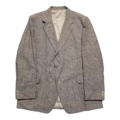 Vintage Sport Coat Mens 46L Beige Donegal Tweed Suit Jacket Wool 2 Button   • $59.99