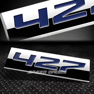 Metal Grill Trunk Emblem Decal Logo Trim Badge Polished Blue Lettering 427 • $5.25