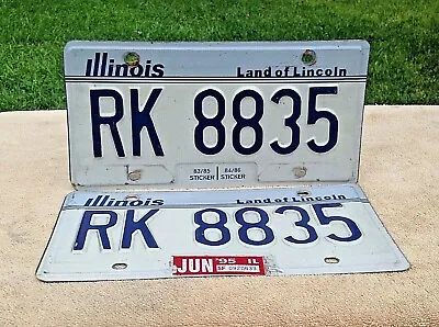 Illinois IL License Plate Set Tag # RK 8835   Land Of Lincoln  Obsolete 1980-90s • £24.08