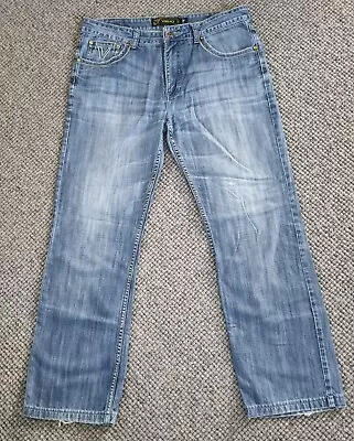 Versace Mens Jeans 36W Blue Straight Relaxed Fit Made In Italy • $19.91