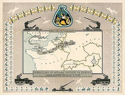 Historic Map Operations 49th AAA Antiaircraft Artillerymen Brigade War Military • $21.95