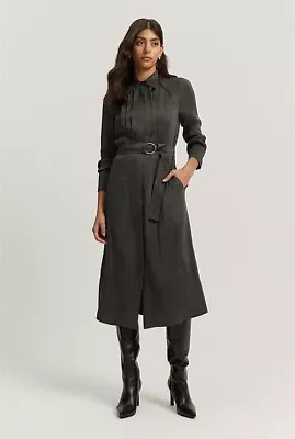 BNWT RRP$249 COUNTRY ROAD TUXEDO MIDI DRESS Size 10 In Charcoal - Sold Out • $119