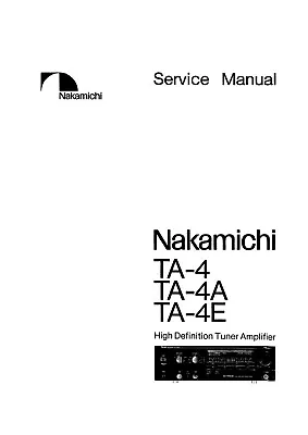 Service Manual Instructions For Nakamichi TA-4 • $13.63