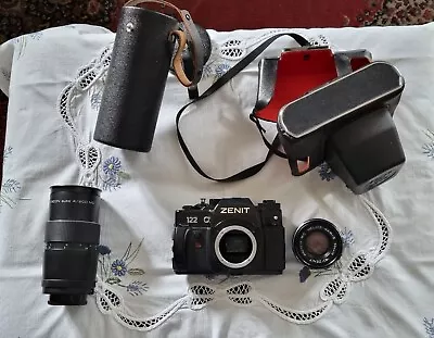 Vintage ZENIT 122 Camera + ZENIT LENS + PENTACON LENS • £82.53