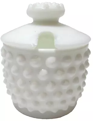 Vintage Fenton Glass Sugar Bowl With Lid Hobnail White Milk Glass 3  Tall • $18.04