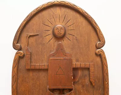 See Update! Vintage American Folk Art Freemason Masonic Relief Wood Sculpture • $595