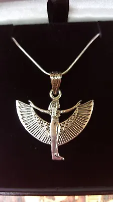 Goddess Isis Necklace Solid Silver With 18  Solid Silver Snake Chain Gift Boxed. • £38.50