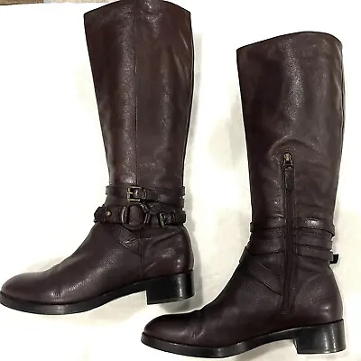 Via Spiga Gabrielle Women's Brown Leather Tall  Designer Riding Boot M 7.5 M • $85