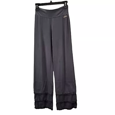 Matilda Jane Finn Wide Leg Tiered Pants Size S Women Gray Crochet Trim Ruffle • $24.99