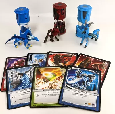 Lot Of 3 Monsuno - Quickforce Whipper Spiderwolf - With 7 Cards - Blue & Red • $14.99