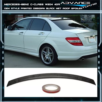 Fits 08-14 Benz C-Class W204 Roof Spoiler Painted Color # 197 Obsidian Black Met • $86.99