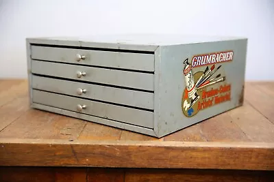 Vintage Grumbacher Art Box Pastel Paint Brush Metal Industrial Cabinet 4 Drawer • $249.99
