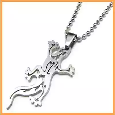 Fashion Jewelry 316L Stainless Steel Hollow Lizard Pendant Cool Mens Necklace • $9.99