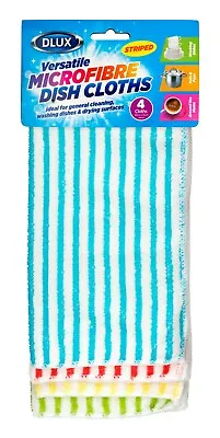 Dish Drying Cloths Microfibre Striped Kitchen Cleaning Cloth Multipurpose 4 PACK • £3.19