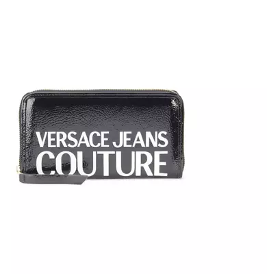 NWT Versace Jeans Couture Logo Patent Leather Continental Black And White Wallet • $74.92