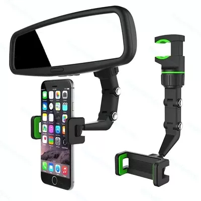 360° Car Rearview Mirror Rotation Adjustable Phone Holder Mount Multifunction • $4.99