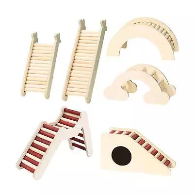 Hamster Climbing Toy Hideout Rodents Wooden Bridge Ladder For Rats Gerbils • £6.94