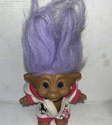 Vintage Ace Novelty Troll Purple Hair Blue Eyes 4  Jewel Belly Troll  • $15.30