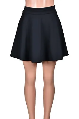 $46 • Buy Black Poly/Spandex Skater Skirt Mini Length Plus Size High Waist Gothic XS - 3XL