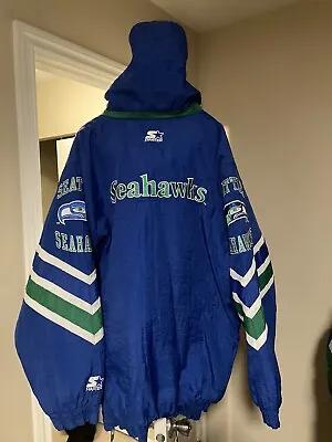 Seattle Seahawks Throwback Starter Jacket XL Coat Vintage Parka Nfl Geno • $299.99
