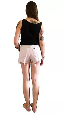 Ragged Priest Hipster Vintage Lee Denim Jeans Shorts Hot Pants 30 M White Pink • £19.90