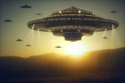 Alien Invasion Flying Saucer Spaceship UFO Laminated Poster 18x12 • $14.98