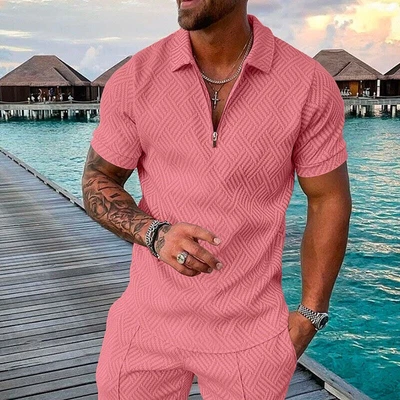 $17.19 • Buy Men Turn Down Collar V Neck T-Shirt Summer Casual Zipper Short Sleeve Blouse Tee