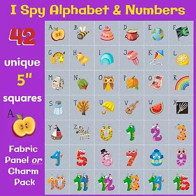 Lalikul ALPHABET & NUMBERS - Panel - I Spy Quilt Blanket Baby Fabric • £15