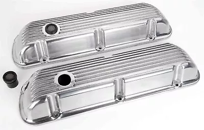 Polished Aluminum Finned Valve Covers For Small Block Ford 289-302 1962-77 Short • $89.99