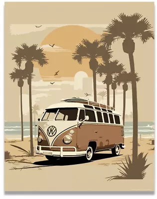 Sandy Van Volkswagen Poster Vintage Beach Surf 11x14 Inches Unframed • $9.95